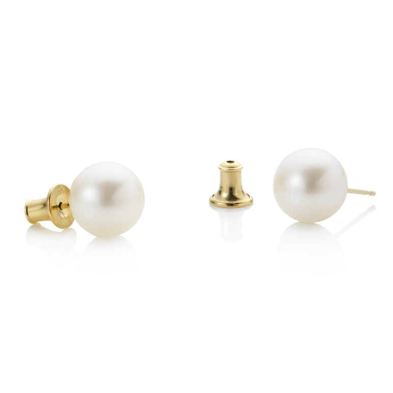 9mm pearl studs yellow gold