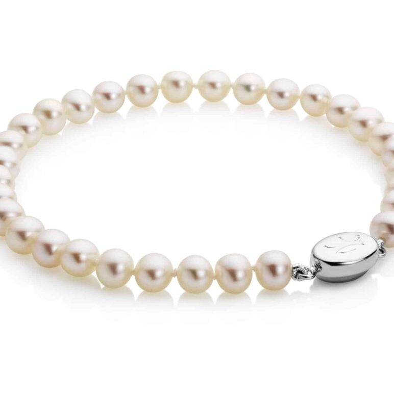 5mm pearl bracelet crown white studs and strings