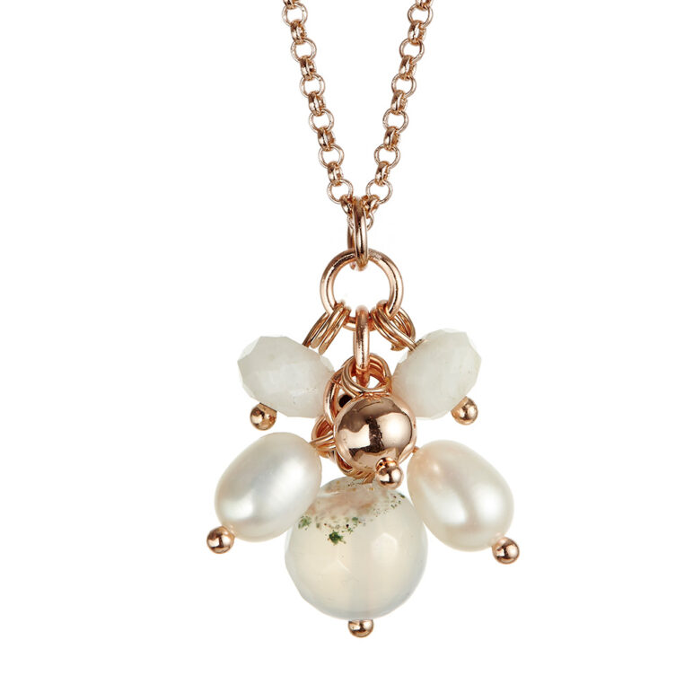 Joy close up rose gold pearl pendant Aventurine