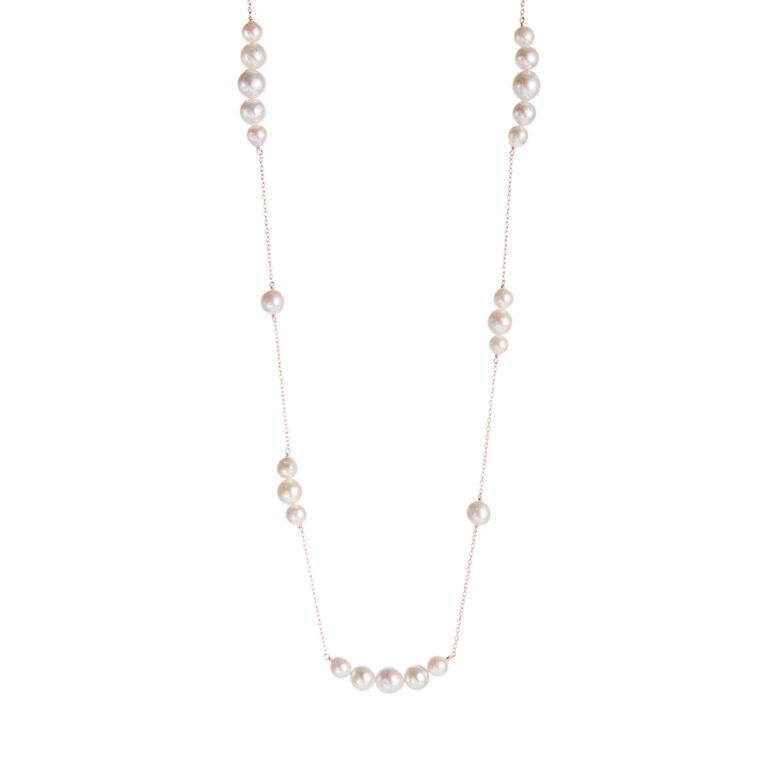 Jersey Pearl Edison Long White Pearl Necklace on Rose Gold Plated Sterling Silver