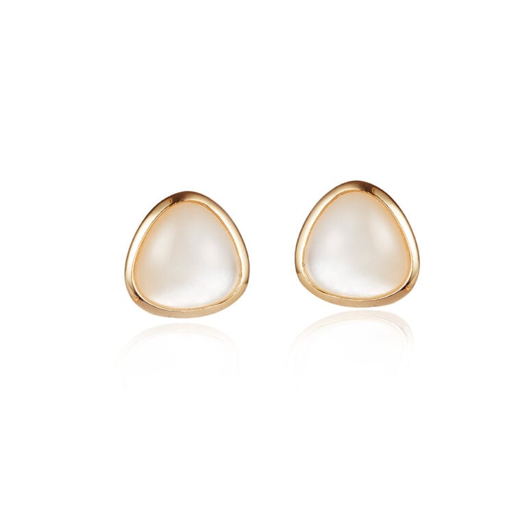 Mother of Pearl Yellow Gold Stud Earrings