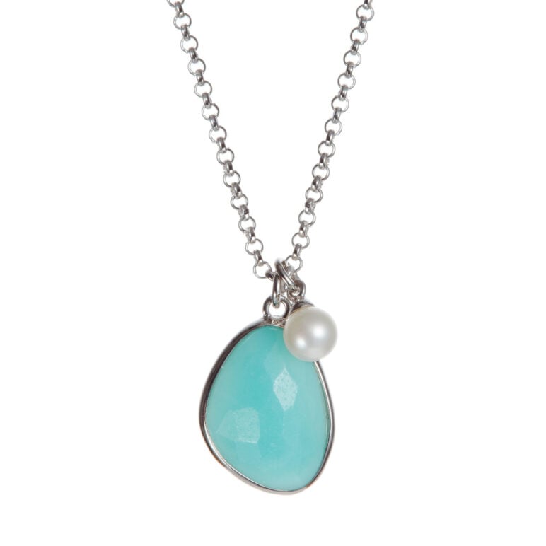 Amazonite and Pearl Silver Pendant