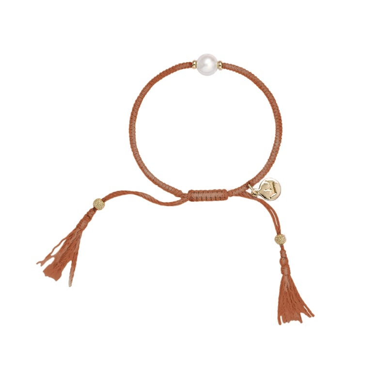 Tan Pearl Tassel Bracelet