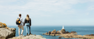 couple exporing jersey and st ouen bay this easter